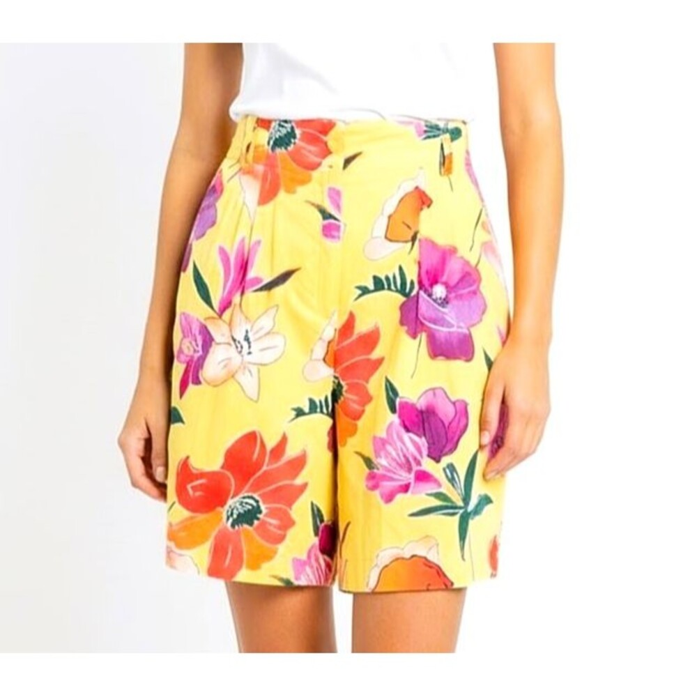 ESCADA Shorts/Skort BOUTIQUE Floral Yellow Cotton Women Small/Medium US (42 EU)